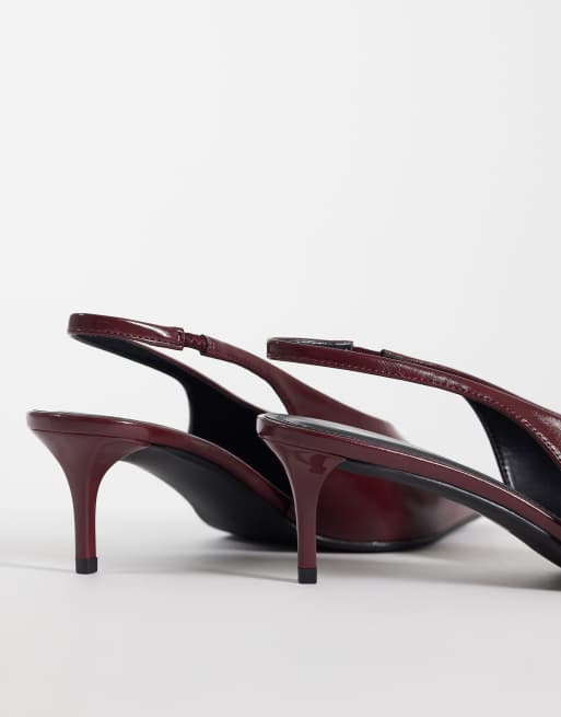 Public Desire - Lychee - Scarpe con tacchetti a spillo e cinturino posteriore bordeaux, 4 di 4