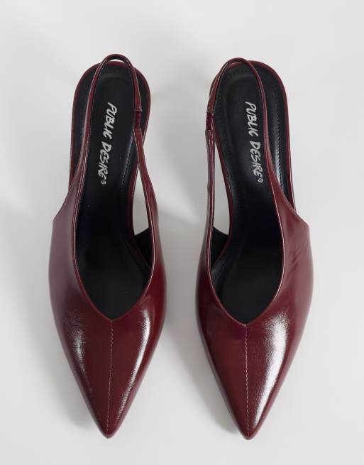Public Desire - Lychee - Zapatos burdeos destalonados de tacón bajo, 3 de 4