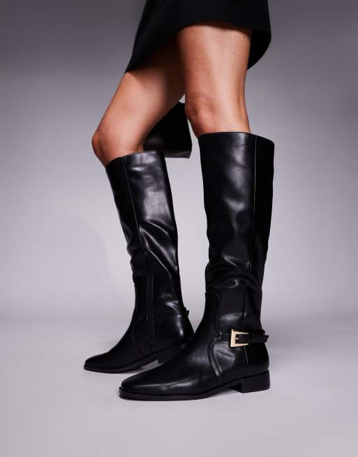 Public Desire - Mackie - Bottes hauteur genou effet croco avec boucle - Noir, 2 de 4