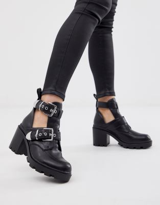 asos black buckle boots