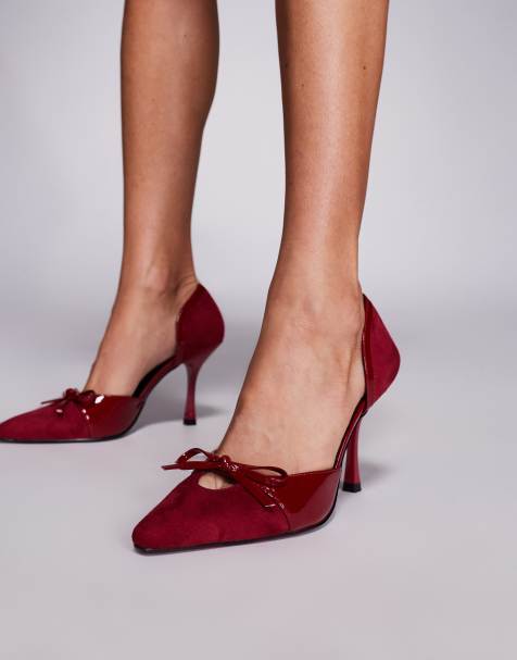 Public Desire - Makenna - Bordeaux spidse pumps med udskæring og sløjfe - view 1