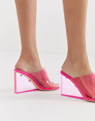 Maliboo clear perspex on sale mule with wedge heel