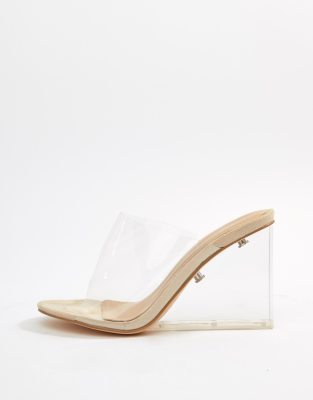 Maliboo clear perspex on sale mule with wedge heel