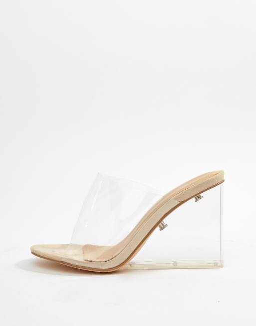 Maliboo clear perspex mule with hot sale wedge heel