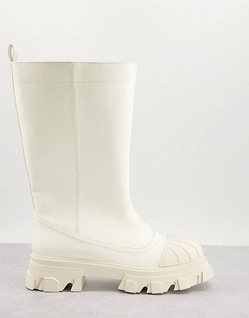 Public Desire Man Ajax toe cap rain boots in beige 