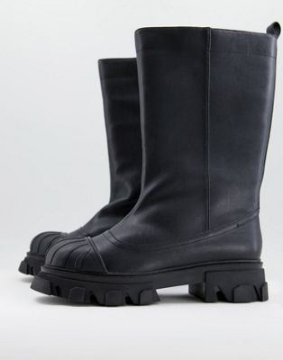 Public Desire Man ajax toe cap rain boots in black