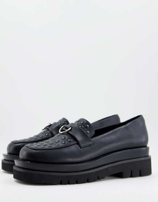 Public Desire - Man Aro - Chunky loafers med firkantet tå og nitter i sort 