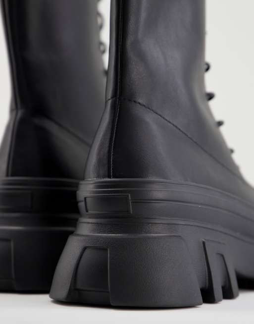 Public Desire Man beckett chunky lace up toe cap boots in black