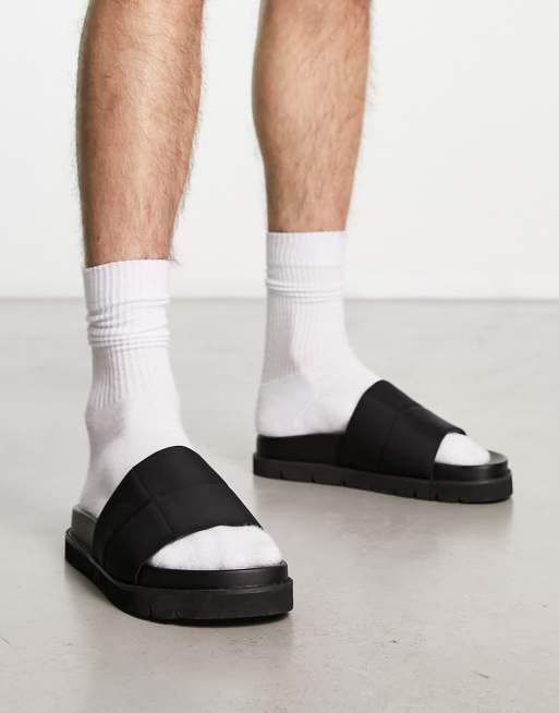 Public Desire Man Oakley quilted slides in black