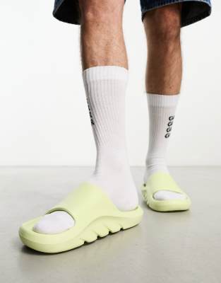 Public Desire Man pool sliders in lime-Green