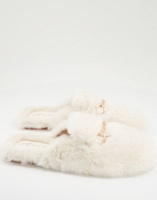 Public Desire Man Rococo faux fur bar slippers in cream