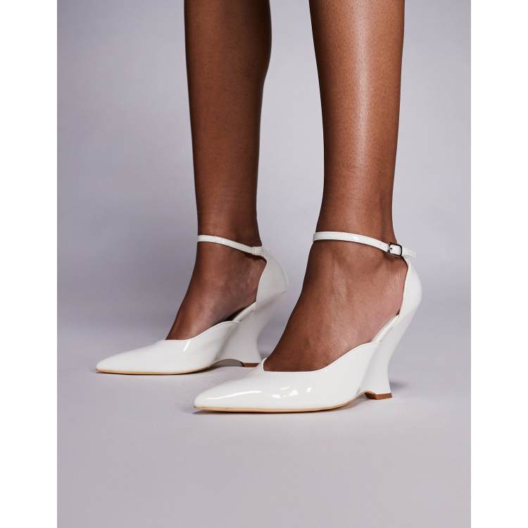 Public Desire Mannequin wedge heel pointed toe shoes in white