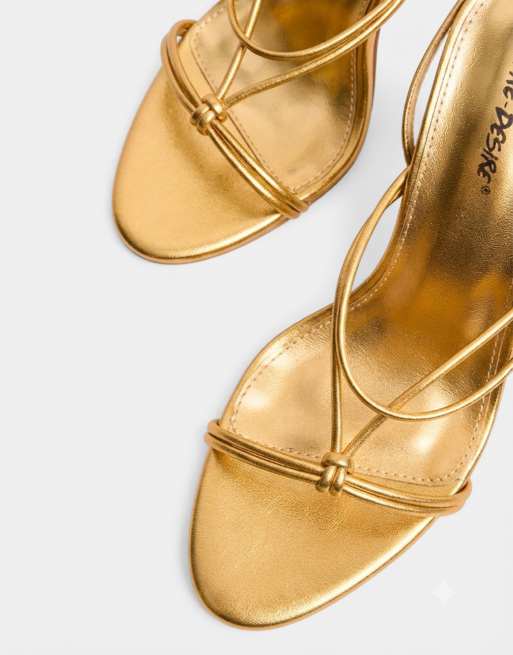 Public Desire Marcel  strappy ankle tie high heels in gold, 4 of 4