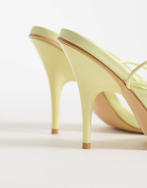 Public Desire Marcel tie leg heeled sandals in yellow, 3 of 4