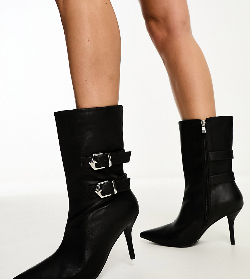 Public Desire Maria buckle heeled ankle boots in black
