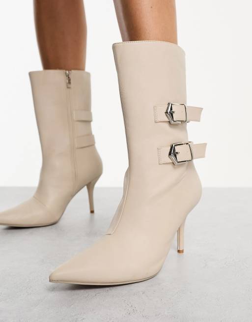 High heeled buckle on sale boots