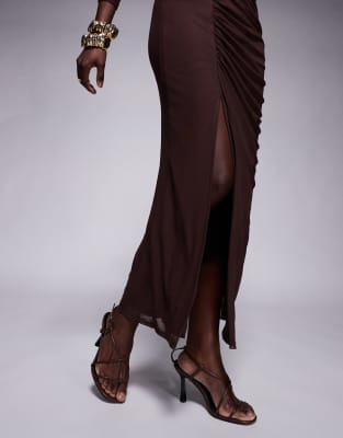 Public Desire Marie Strappy Mid Heeled Sandals-brown