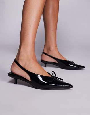 asos Public Desire Meadow Slingback Low Court Heels in black