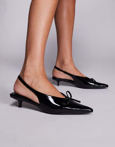Public Desire Meadow Slingback Low Court Heels in black - view 1