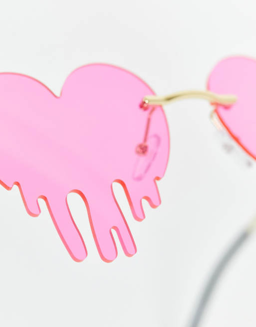 Public Desire melting heart sunglasses in neon pink, 4 of 4