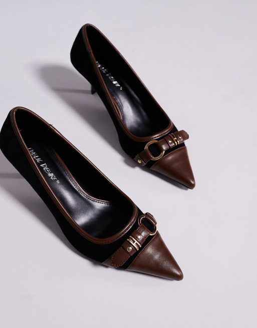 Public Desire – Mera – Svarta pumps med spänne och taxklackar, 3 av 4