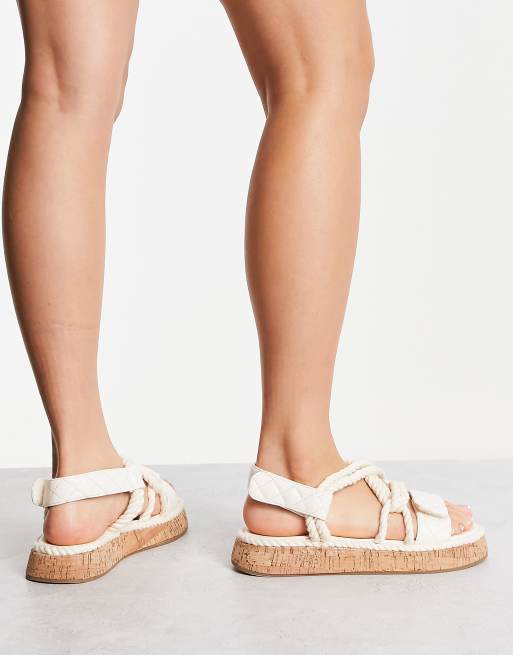 Public Desire - Miami - Sandales matelassées à semelle plateforme et détails en corde - Crème, 3 de 4