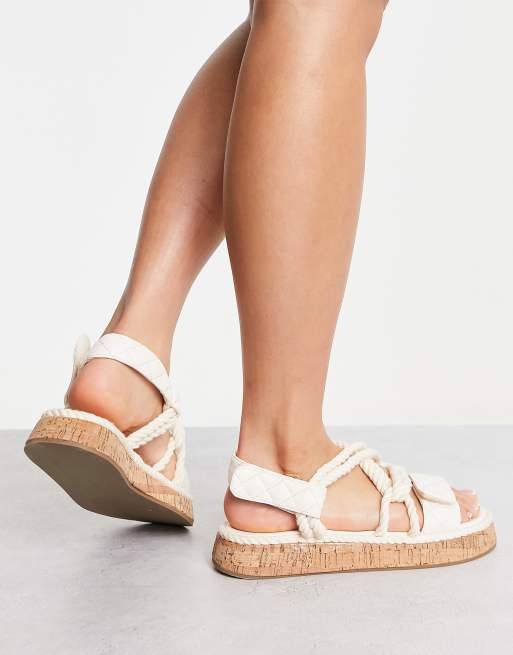 Public Desire - Miami - Sandales matelassées à semelle plateforme et détails en corde - Crème, 4 de 4
