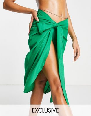 Public Desire midi sarong in green - ASOS Price Checker