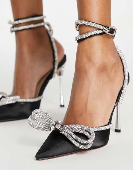 Black and cheap silver high heels