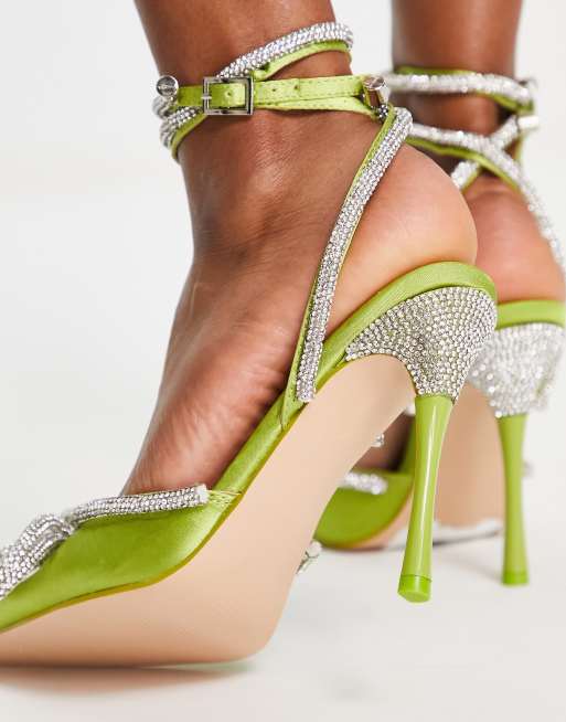 Green high hot sale heel pumps