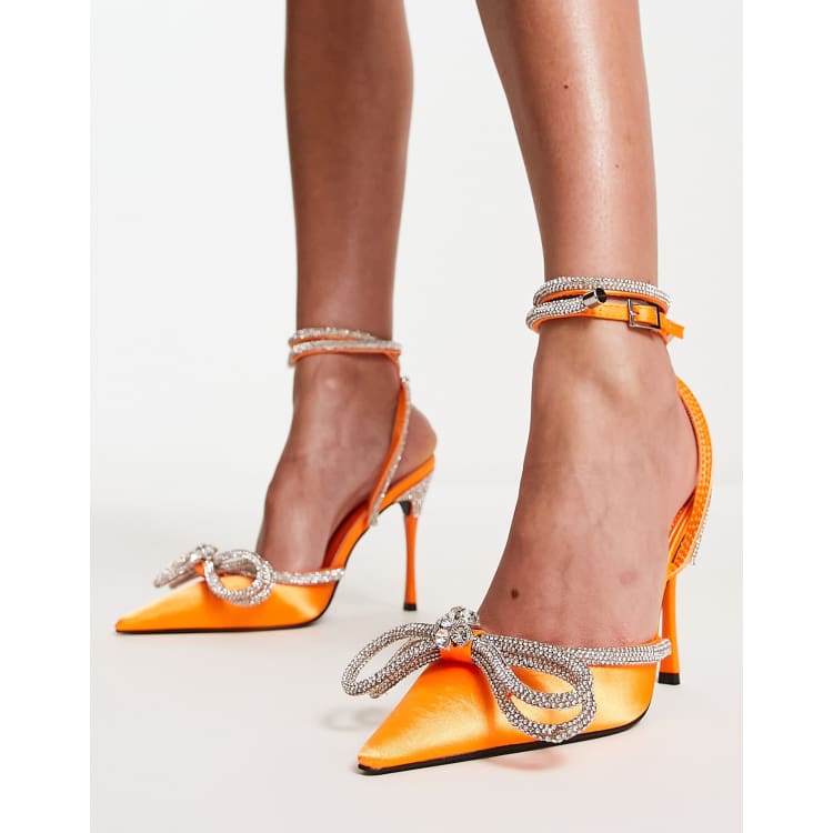 Public Desire Midnight heeled shoes in orange satin | ASOS