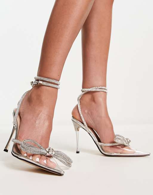 Silver 2025 diamante heels