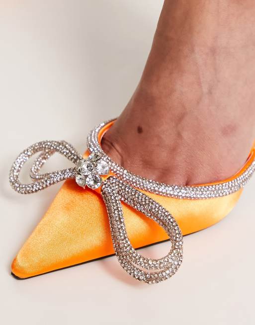 Public Desire - Midnight - Scarpe in raso arancione con tacco, 3 di 4