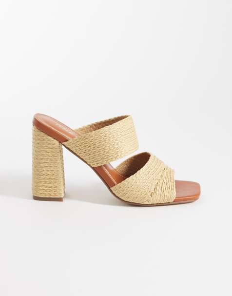 Public Desire - Milo - Sandales style mules à talon en raphia - Naturel - view 1