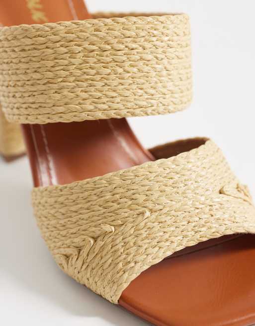 Public Desire - Milo - Sandales style mules à talon en raphia - Naturel, 2 de 4