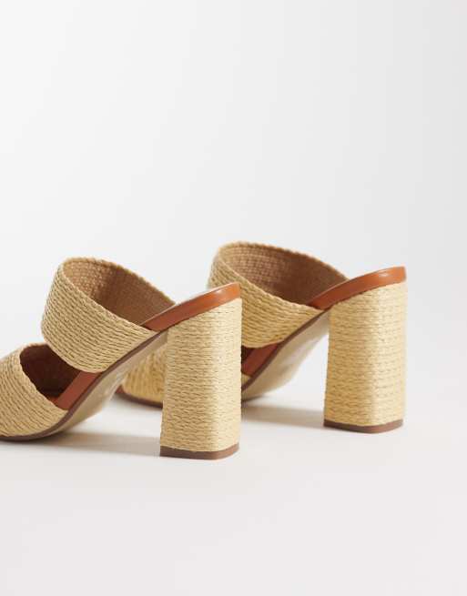 Public Desire - Milo - Sandales style mules à talon en raphia - Naturel, 4 de 4