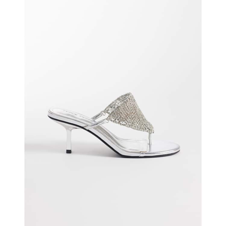 kitten heel silver dress sandals Edith