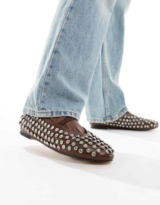 Public Desire - Mina - Ballerina's met studs in bruin
