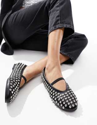 Mina studded ballet flat in black