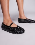[Public Desire] Public Desire Mina studded ballet flats in black 42 Black