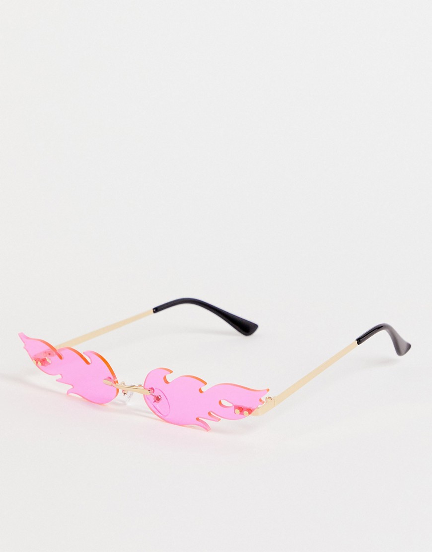 Public Desire mini flames sunglasses neon pink