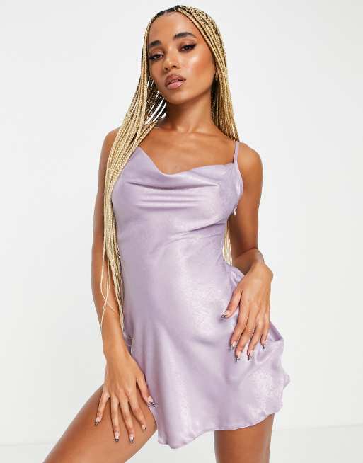 Satin Cowl Neck Slip Mini Dress