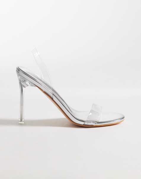Public Desire - Minimalistische sandalen met hak in zilver - view 1