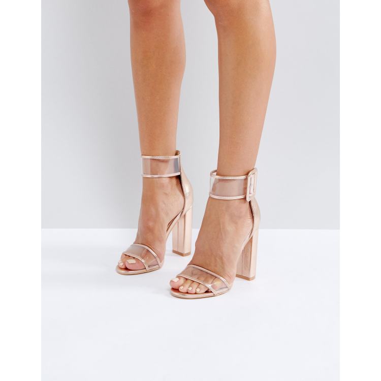 Gold heels clear on sale strap