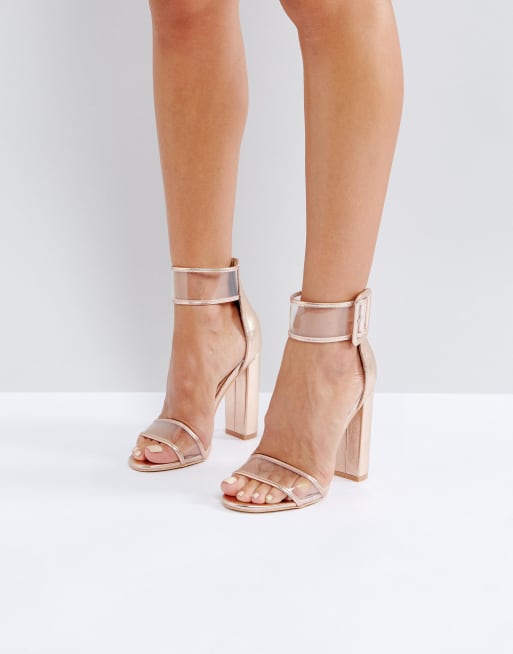 Gold heels with clear cheap strap