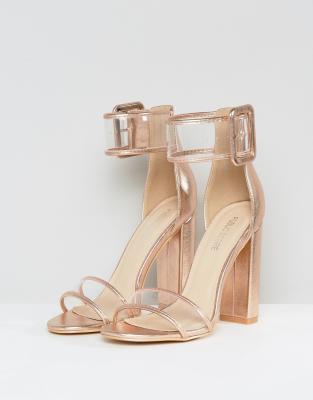 rose gold clear block heels