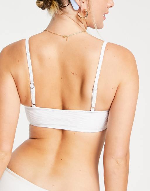 Public Desire - Mix and Match - Cropped bikinitop med udskæring i hvid ribstrik, 2 af 4