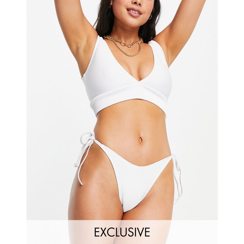 Costumi e Moda mare Bikini Public Desire - Top bikini a triangolo ad apice alto bianco a coste