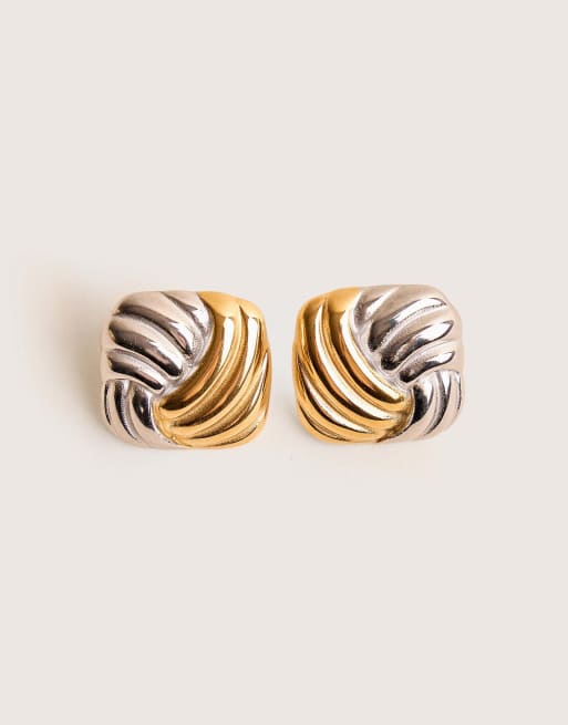 Public Desire Mixed metal knot detail studs gold & silver in gold & silver