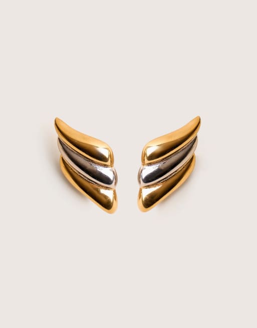 Public Desire Mixed metal wings earrings gold & silver in gold & silver